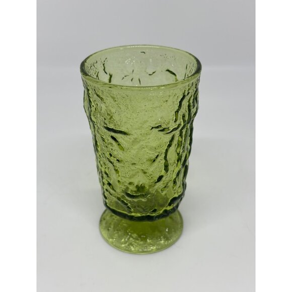 VTG 1970 Seneca Milano Green Footed 4.25" Juice Glass Green Textured Tumbler - Picture 2 of 6